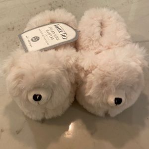 NEW! Pottery Barn Kids faux fur polar bear slippers
